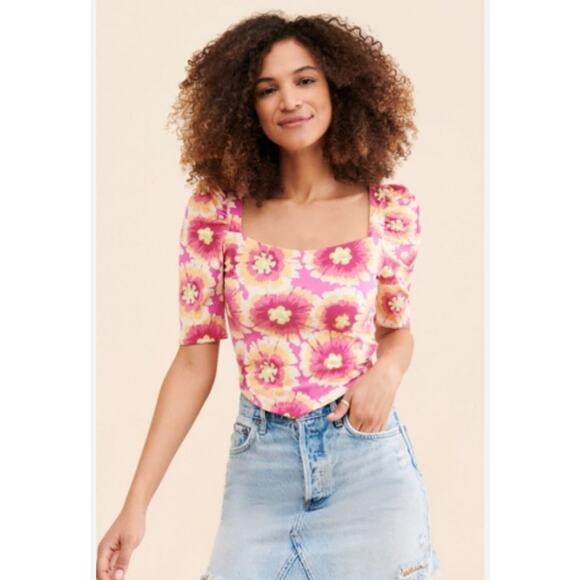 Free People Tops - New Free‎ People Women's Give Me More Floral Pink Crop Top Size XS
